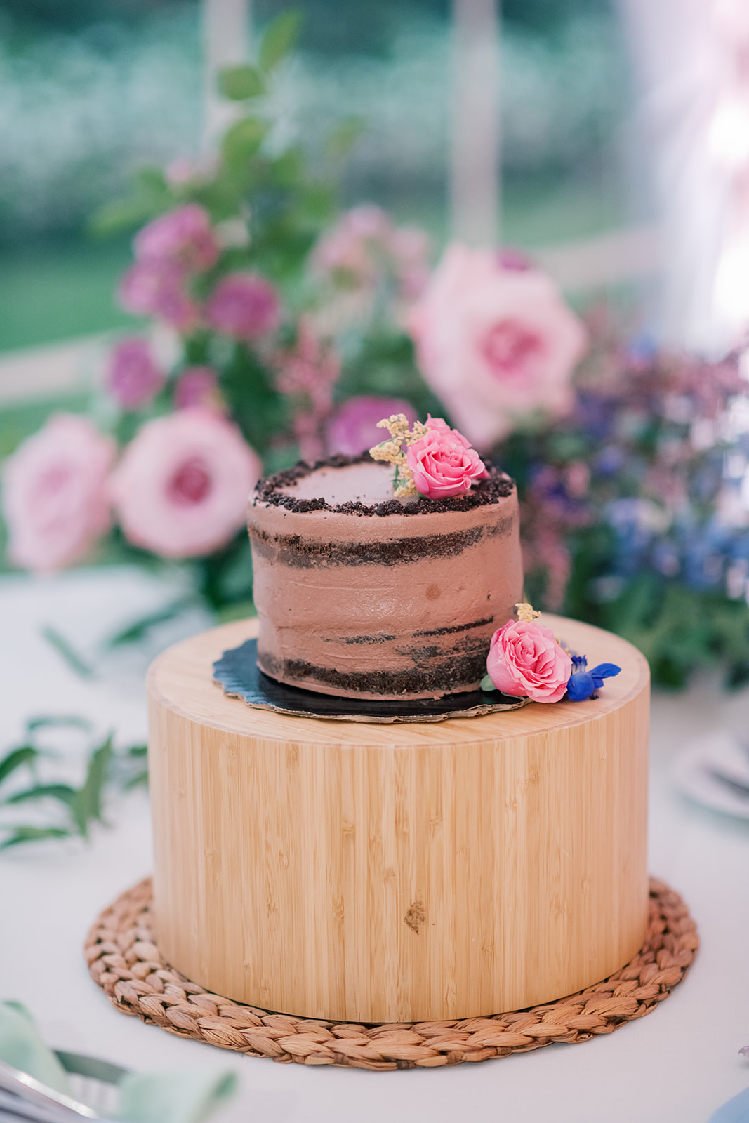 small chocolate wedding cake at Herrington on the Bay