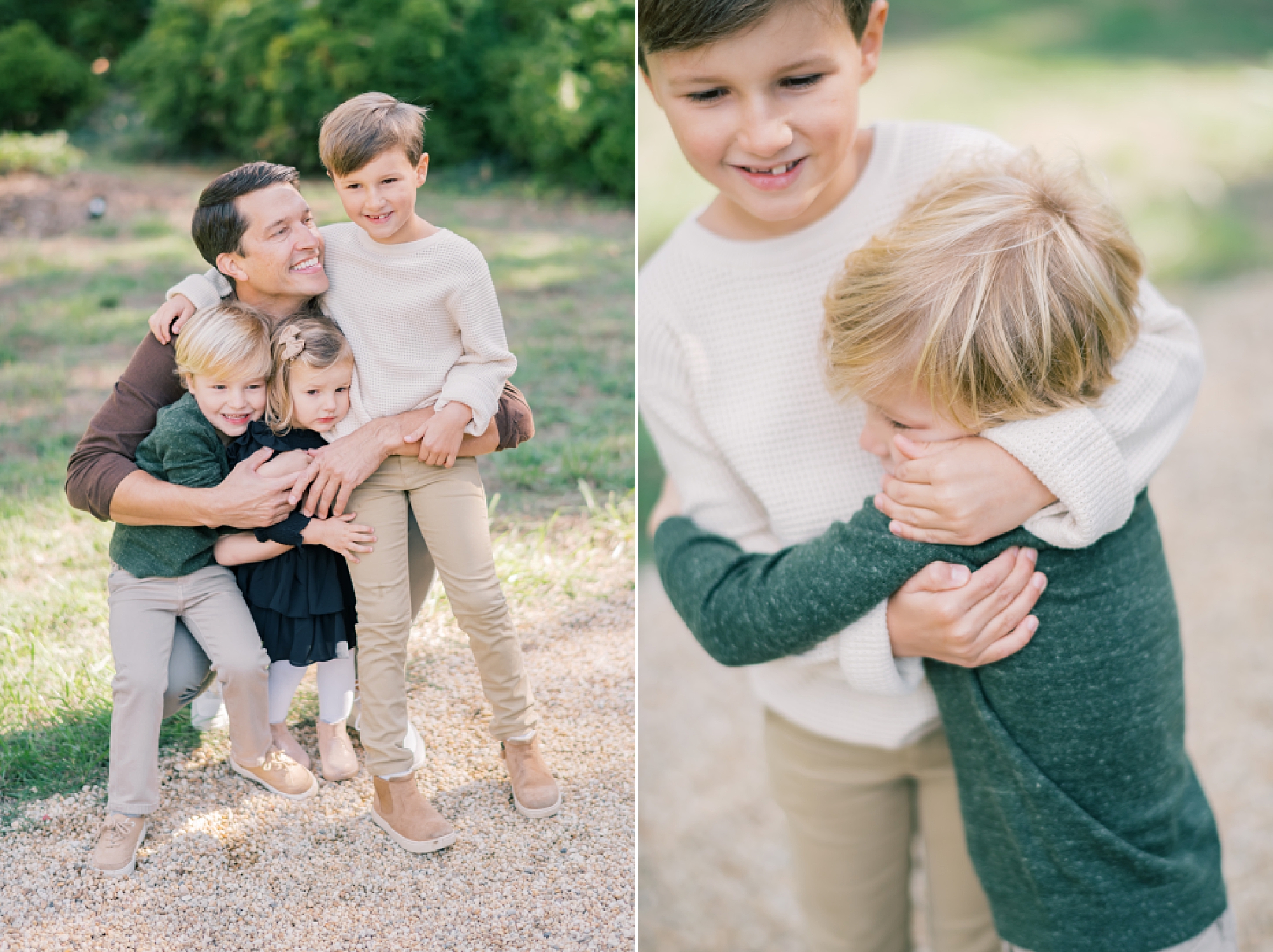 family hugs during fall family portraits in Solomons MD