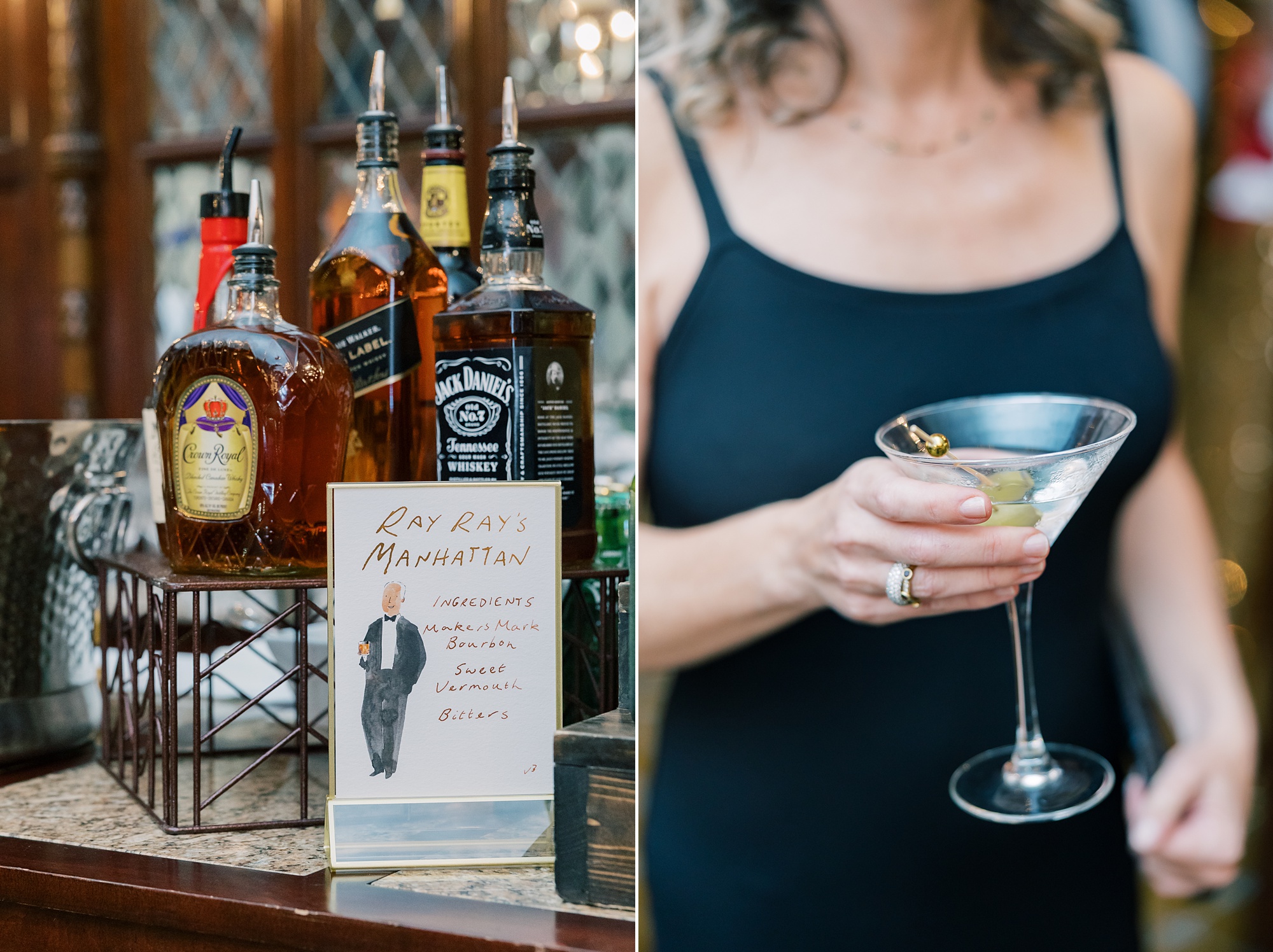 bridesmaid holds custom cocktail for the Hay Adams Hotel wedding