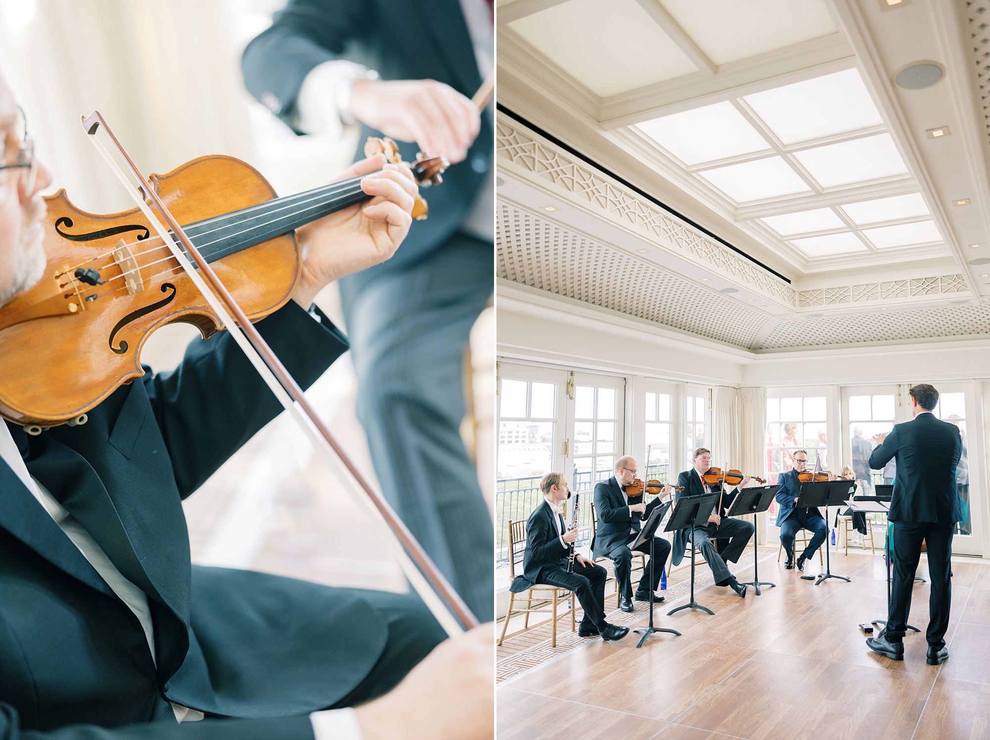 string quartet plays for wedding ceremony at the Hay Adams Hotel