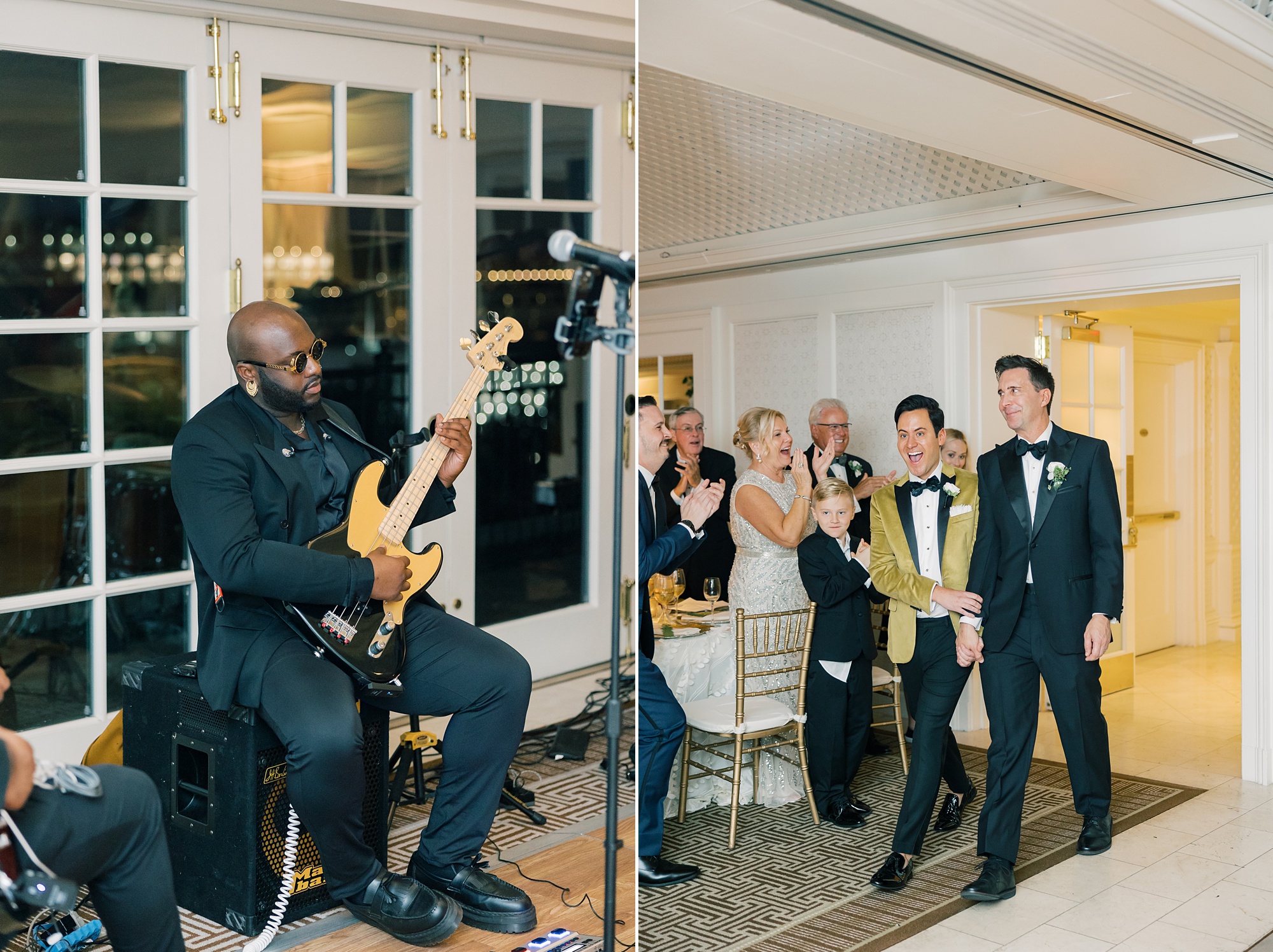 musician plays electric guitar during DC wedding reception at the Hay Adams Hotel