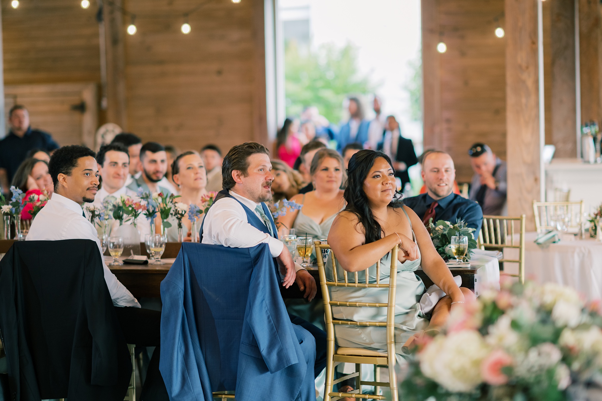 guests listen to speeches during wedding at the Pavilion at Weatherly