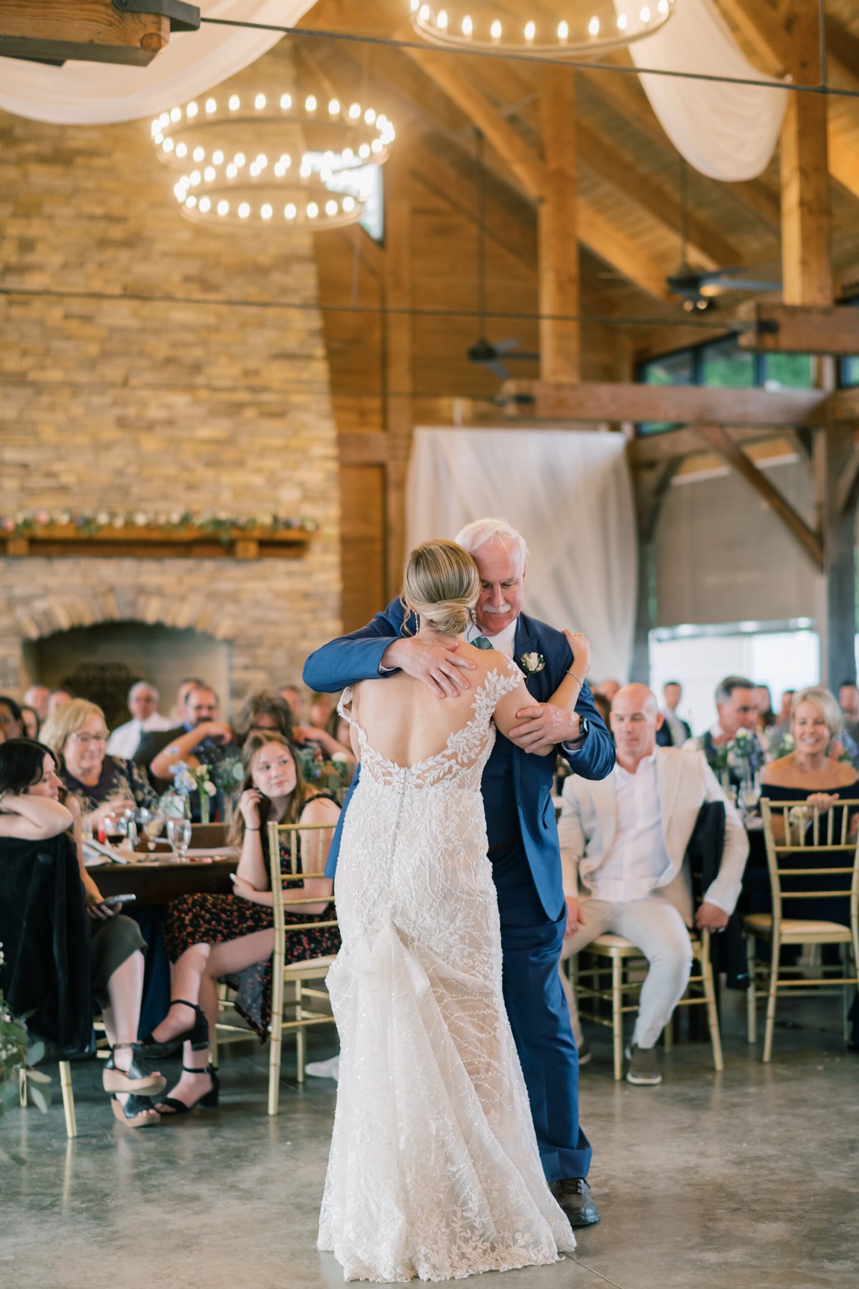 bride dances with father during wedding reception at the Pavilion at Weatherly