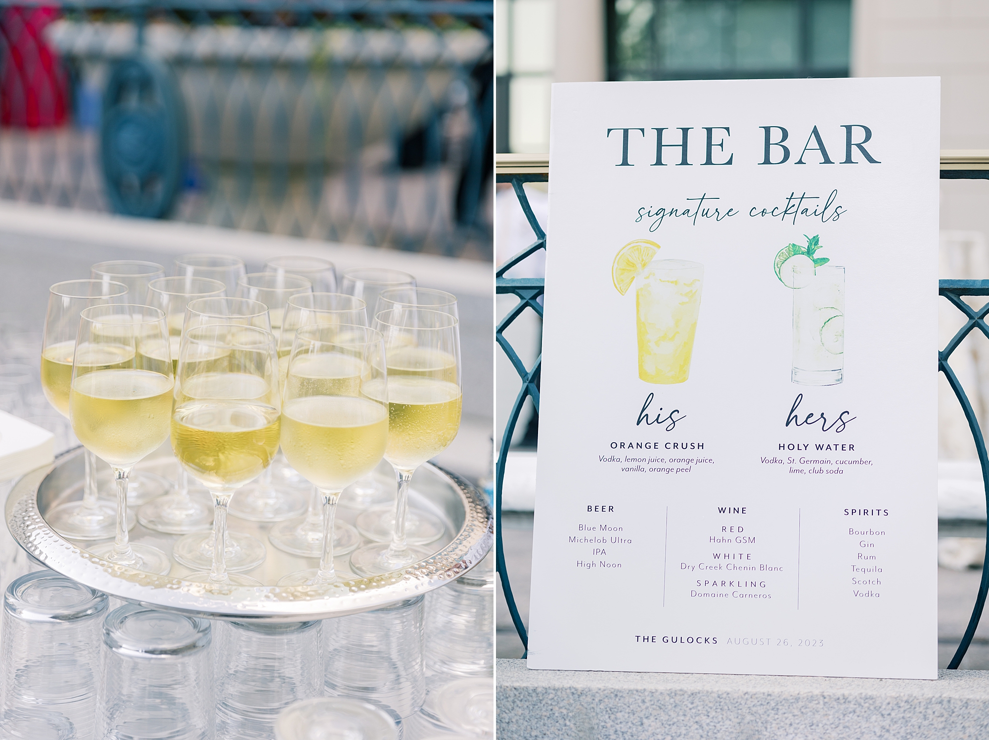 signature drinks for DC wedding reception at Potomac View Terrace
