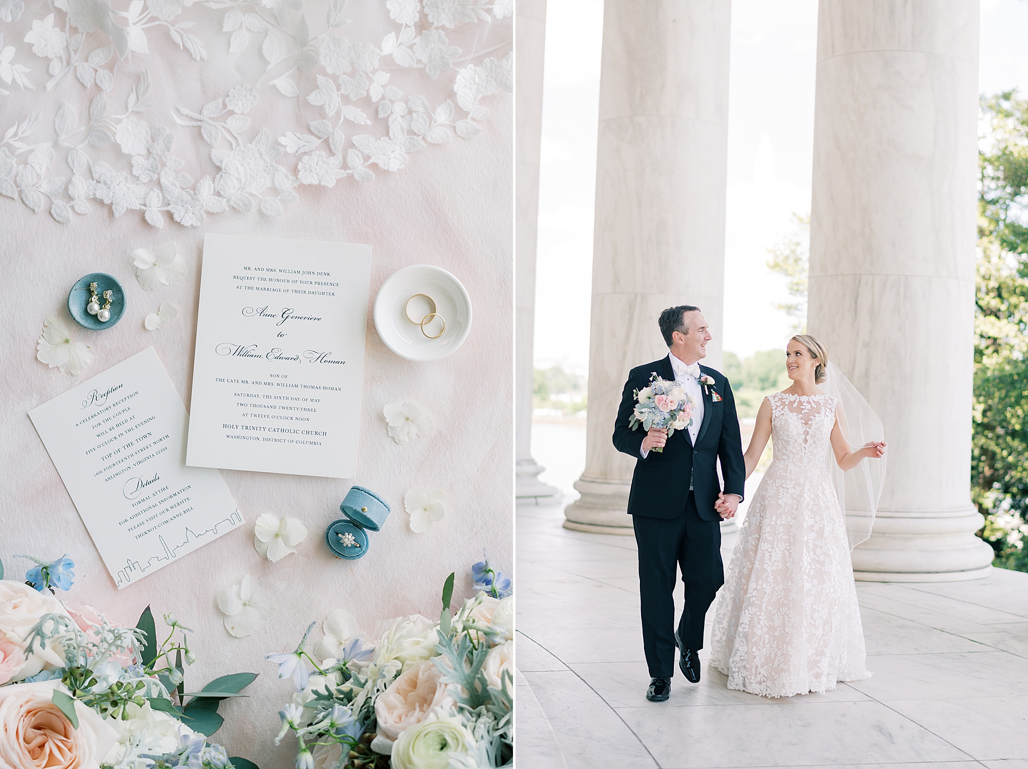 Washington DC wedding inspiration and photo in Jefferson Memorial