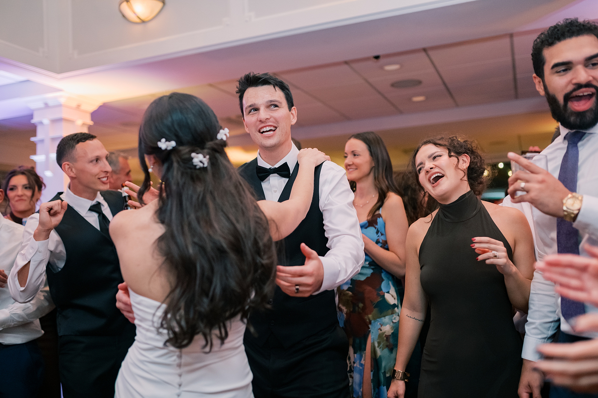 bride and groom dance during reception at Herrington on the Bay