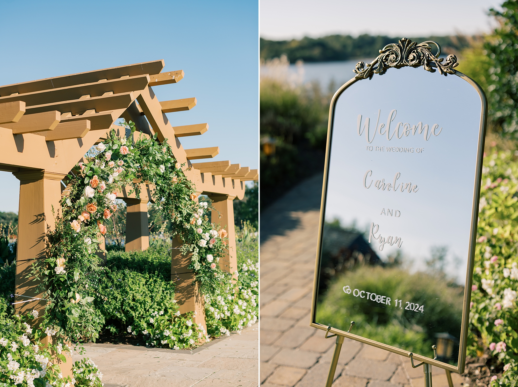 details for fall wedding ceremony on the bay at Herrington on the Bay