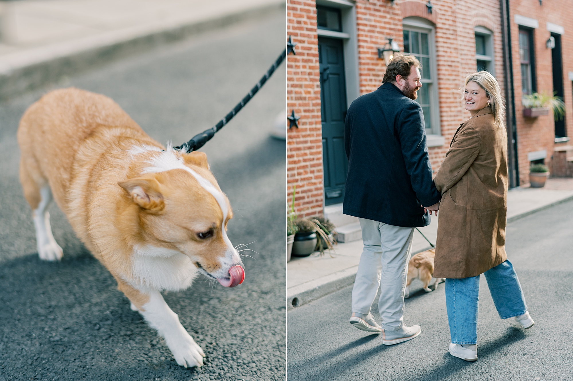 couple walks dog through Baltimore neighborhood 