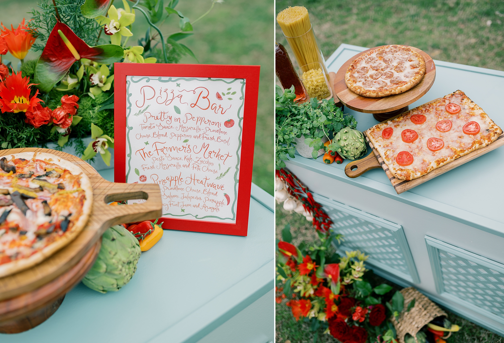 pizza party wedding rehearsal dinner - inspiration for wedding weekend with bold color