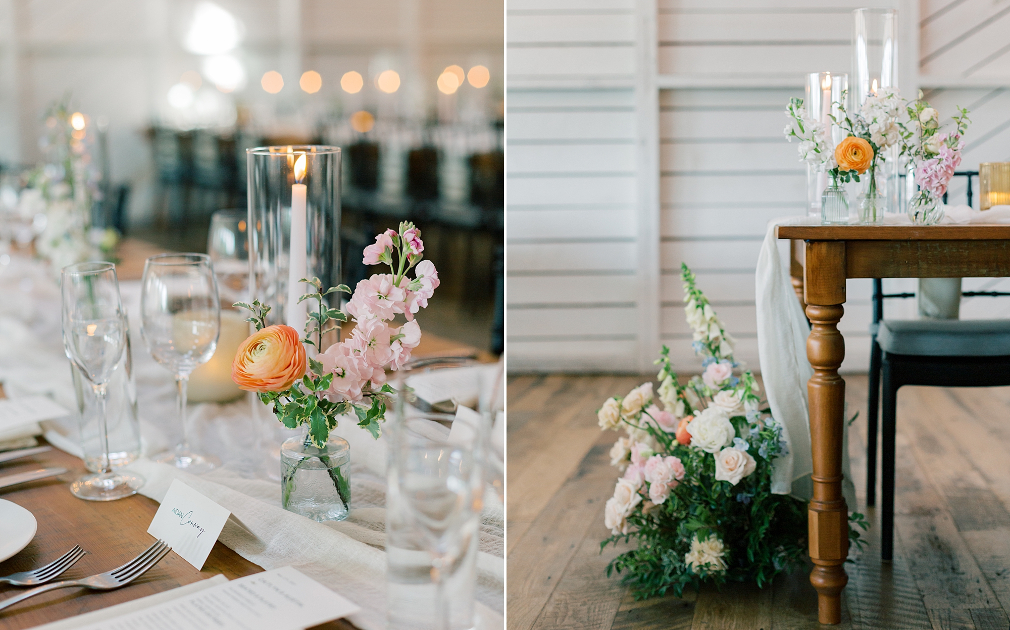 wedding reception with floral details at Terrain Gardens