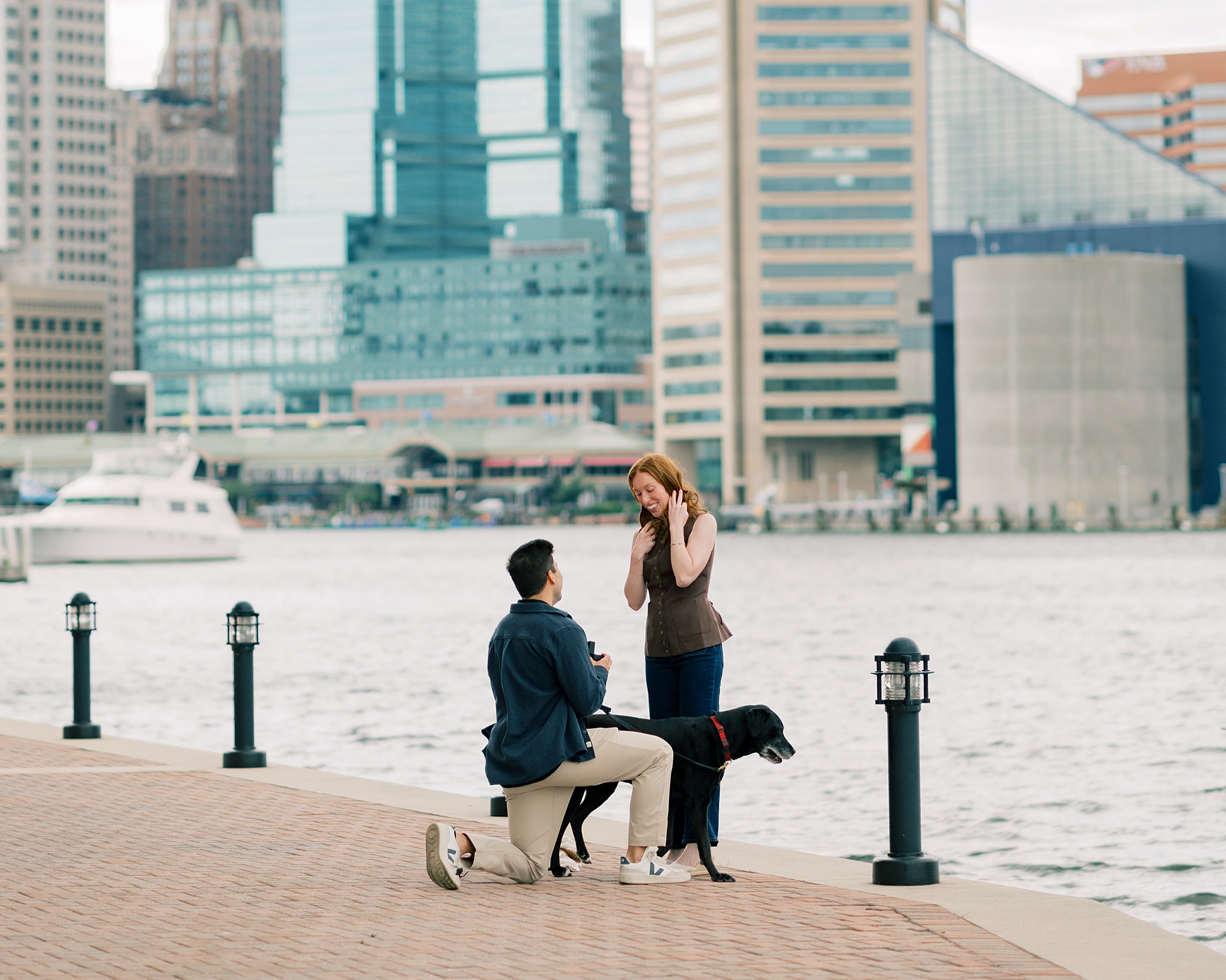 man kneels during proposal in Baltimore Maryland