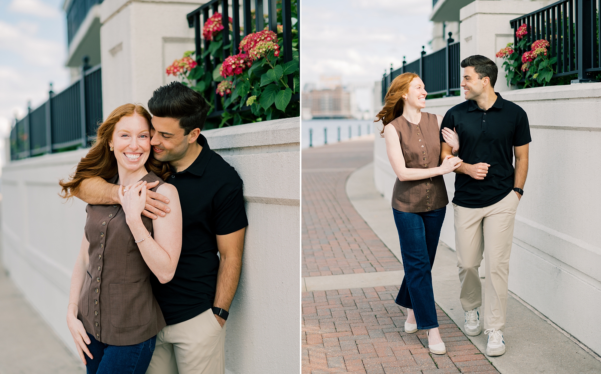 man and woman hug by fence inside Baltimore MD
