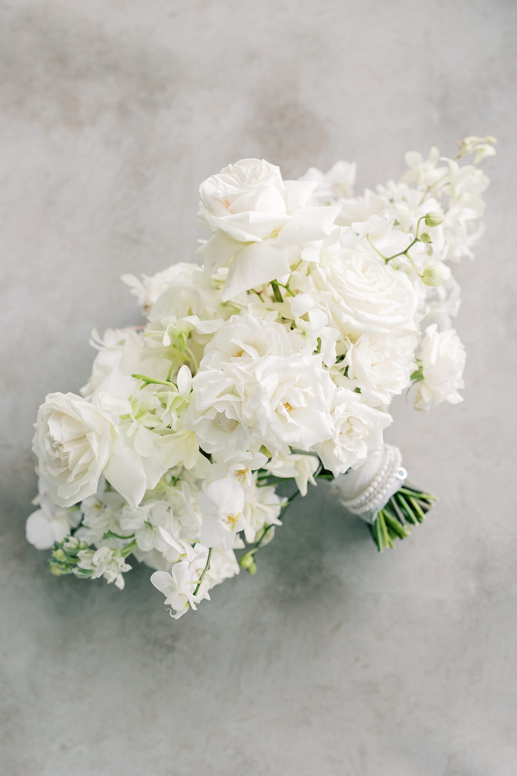 clean and classic white flower wedding bouquet