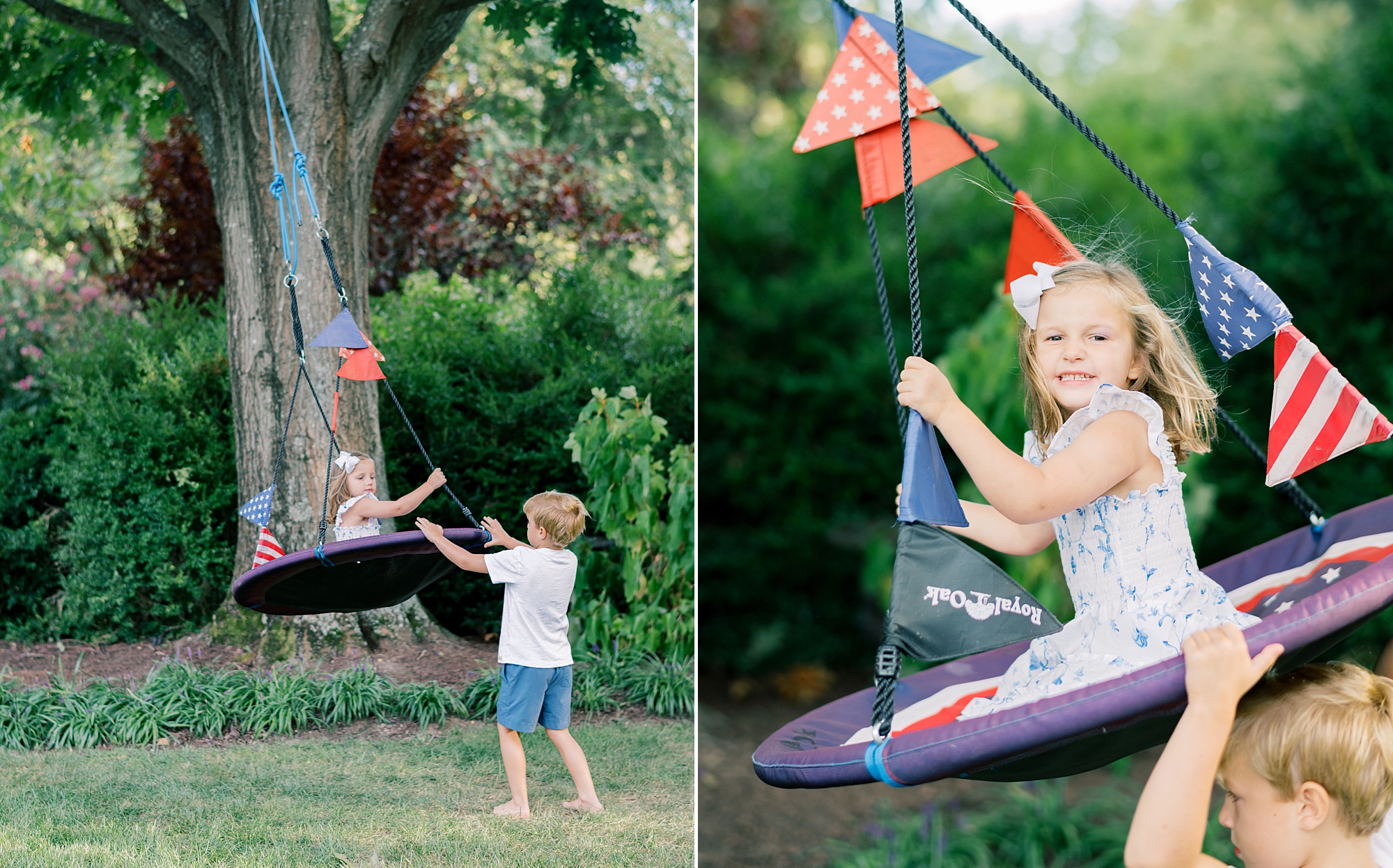 kids playing in their yard during relaxed family lifestyle session 