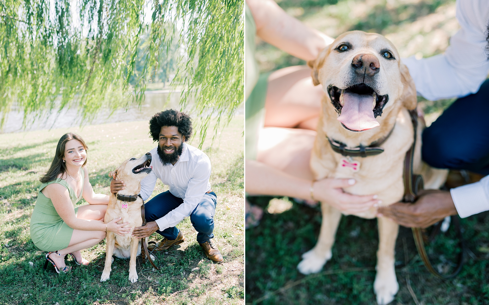 sweet engagement photos at Constitution Gardens with couple's dog