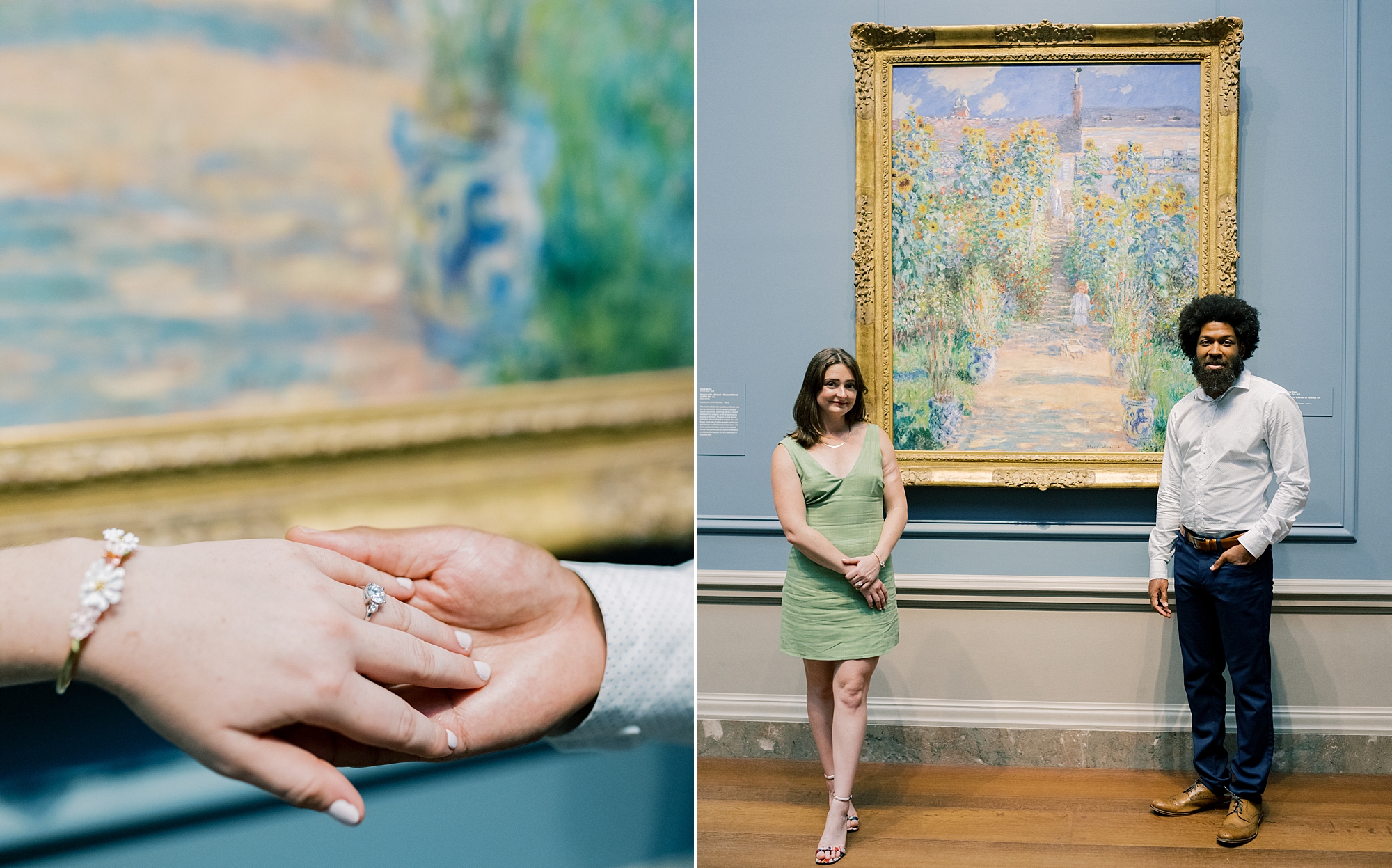 couple stand by impressionist art