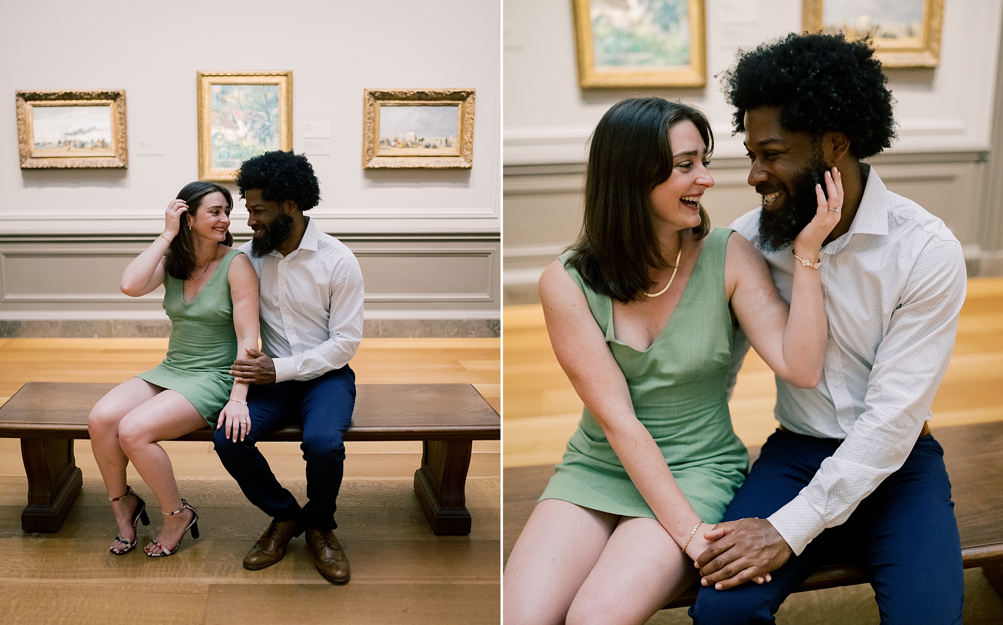couple sit together on bench at National Gallery of Art 
