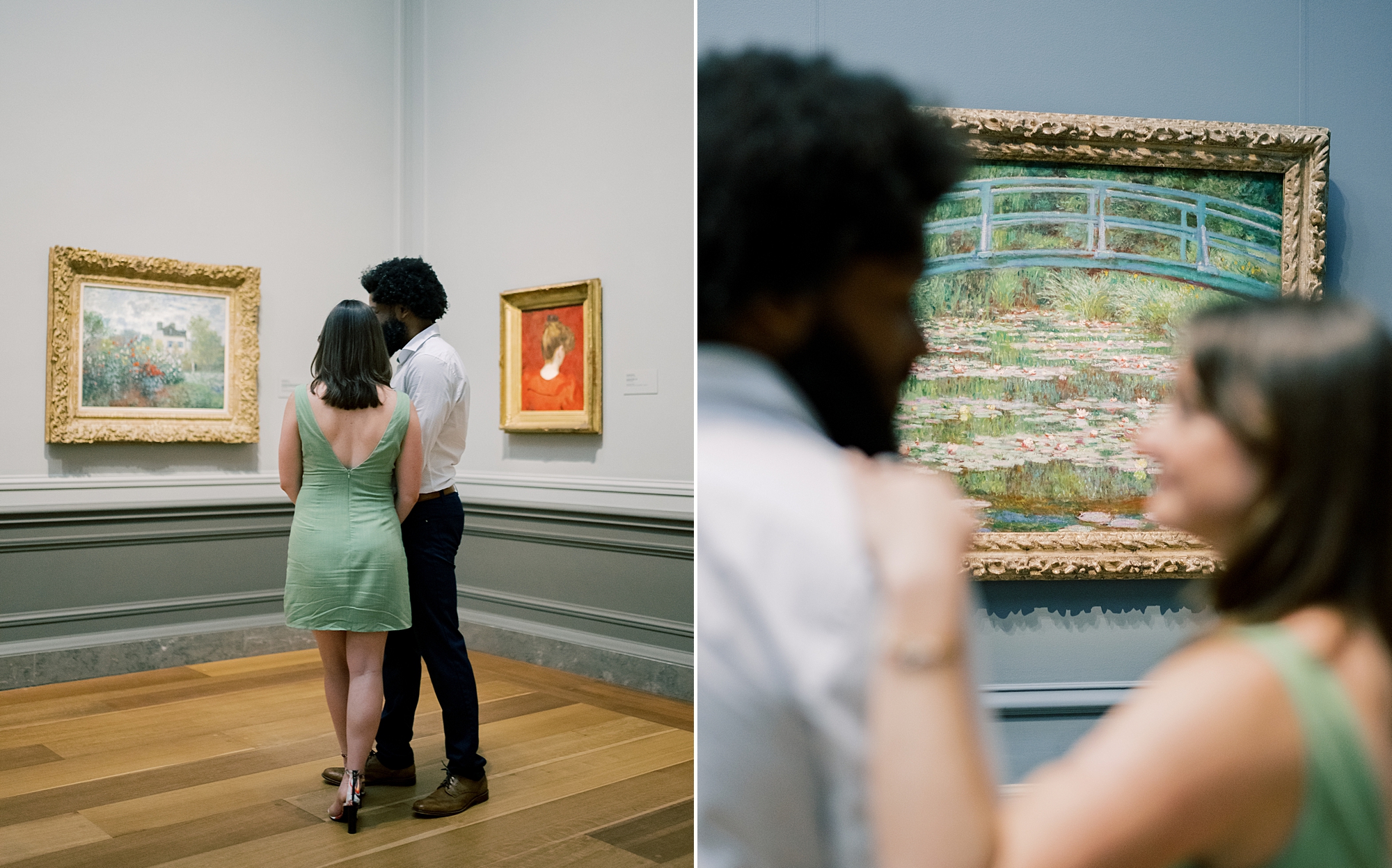 couple stand together taking in the art at the National Gallery of Art  