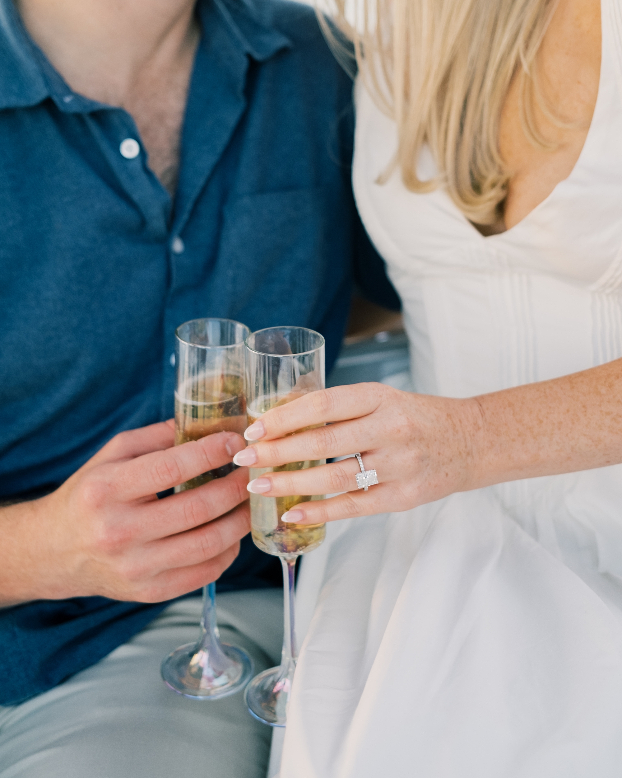 couple toast with champagne 