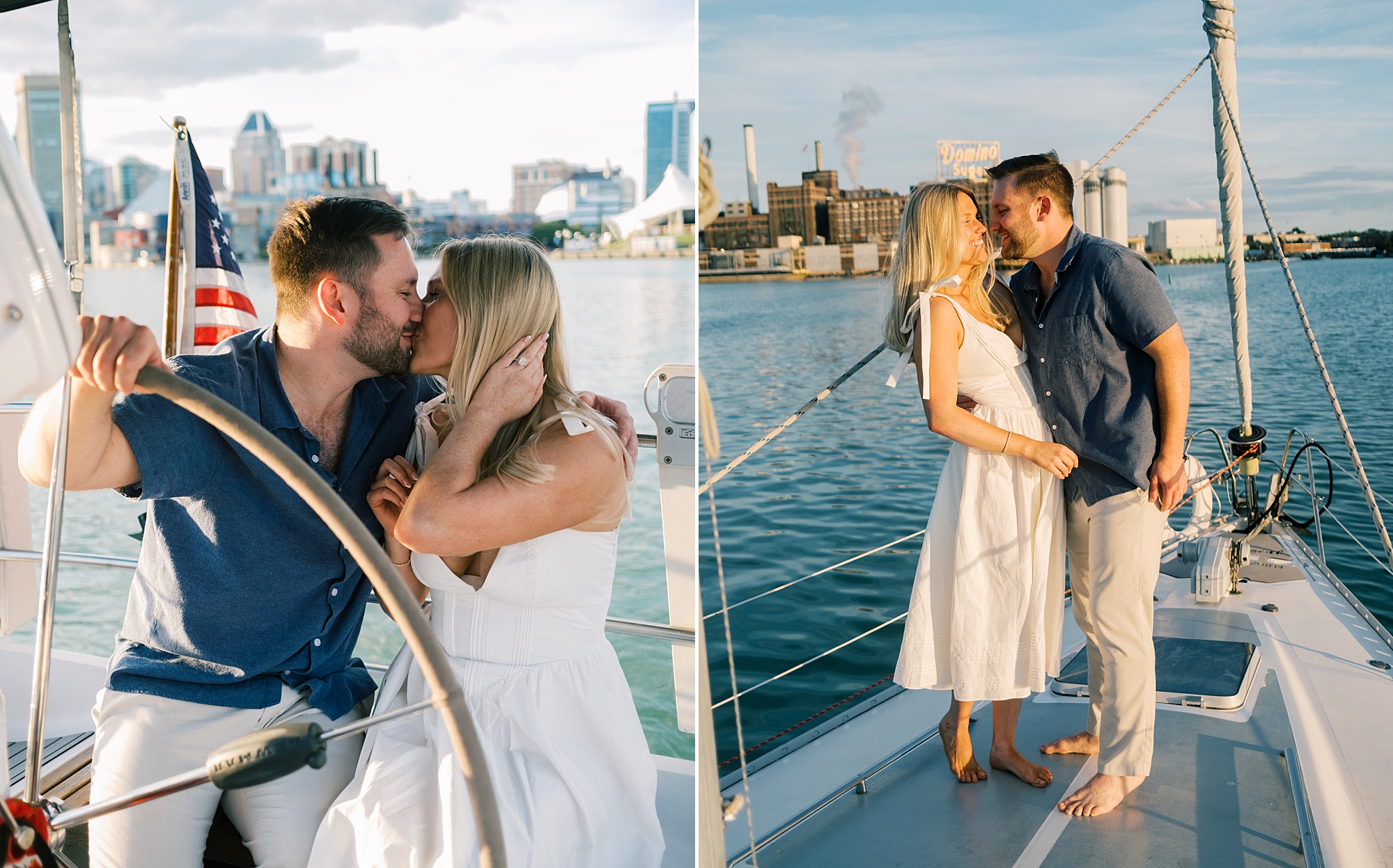 engagement session on a Sunset sailboat cruise 