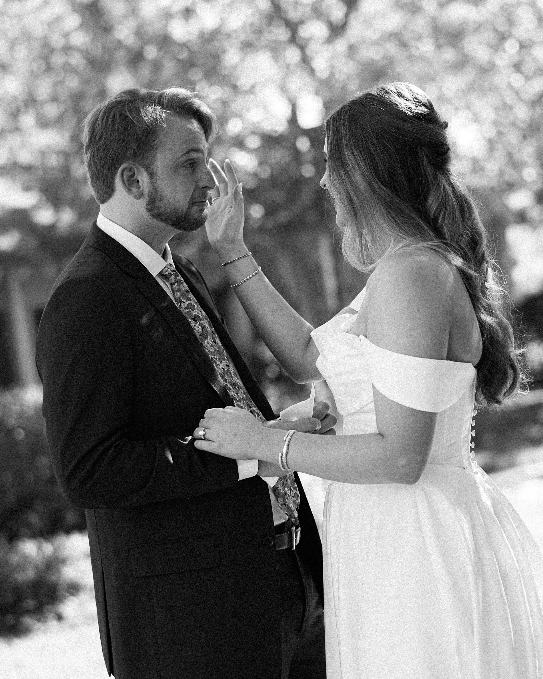 emotional moment during first look