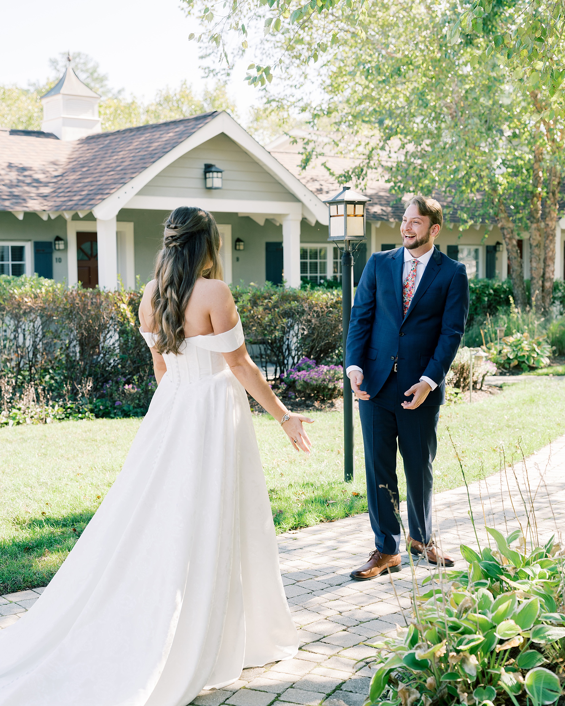 bride and groom first look