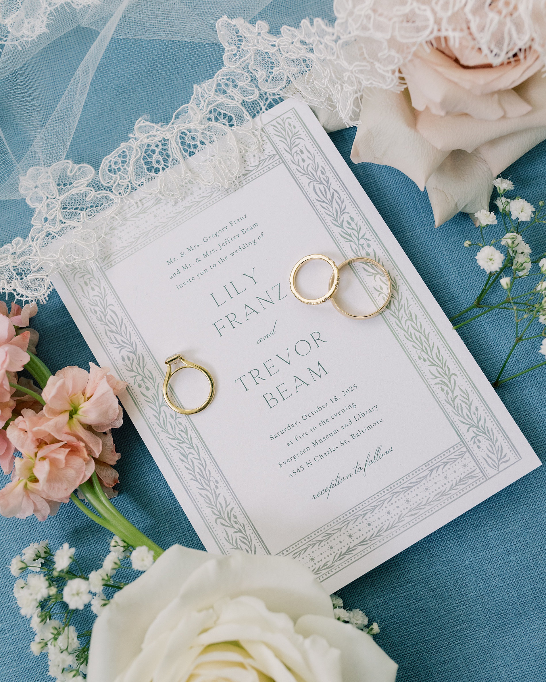 wedding rings on invitations 
