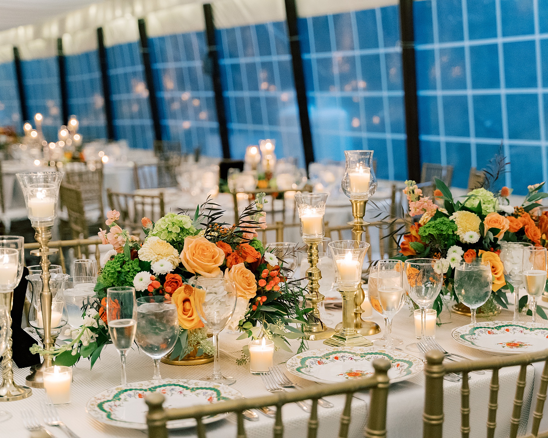 wedding reception details at carriage house at the Evergreen Library 