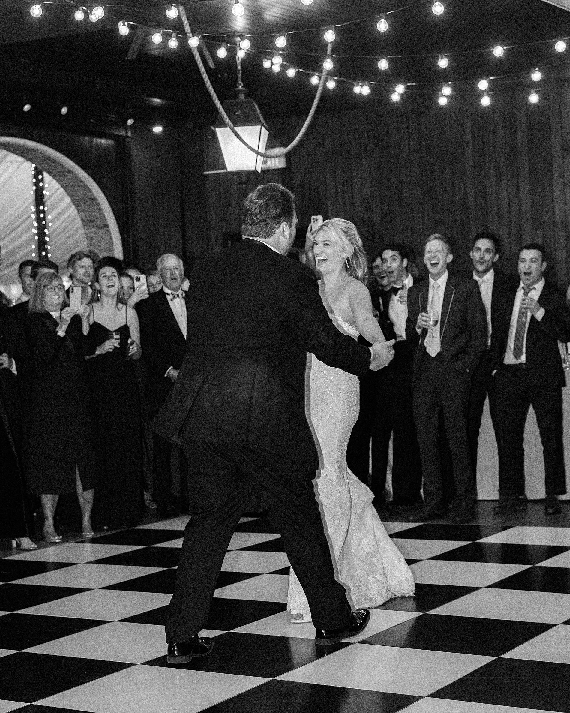 first dance of husband and wife at Classic Wedding at Evergreen Library 