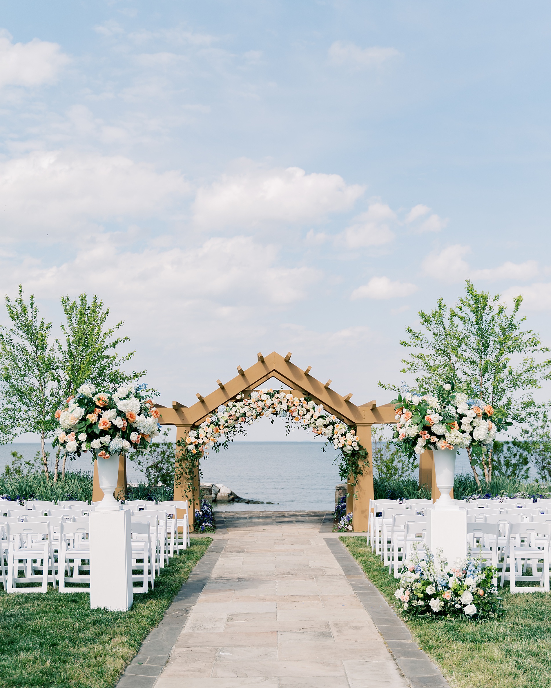 outdoor Summer Wedding ceremony on the lawn of Herrington on the Bay 