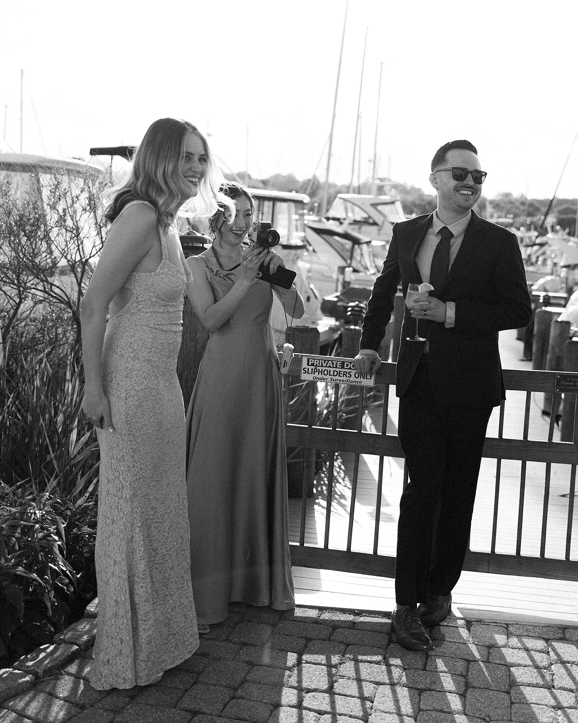 wedding guests outside for cocktail hour