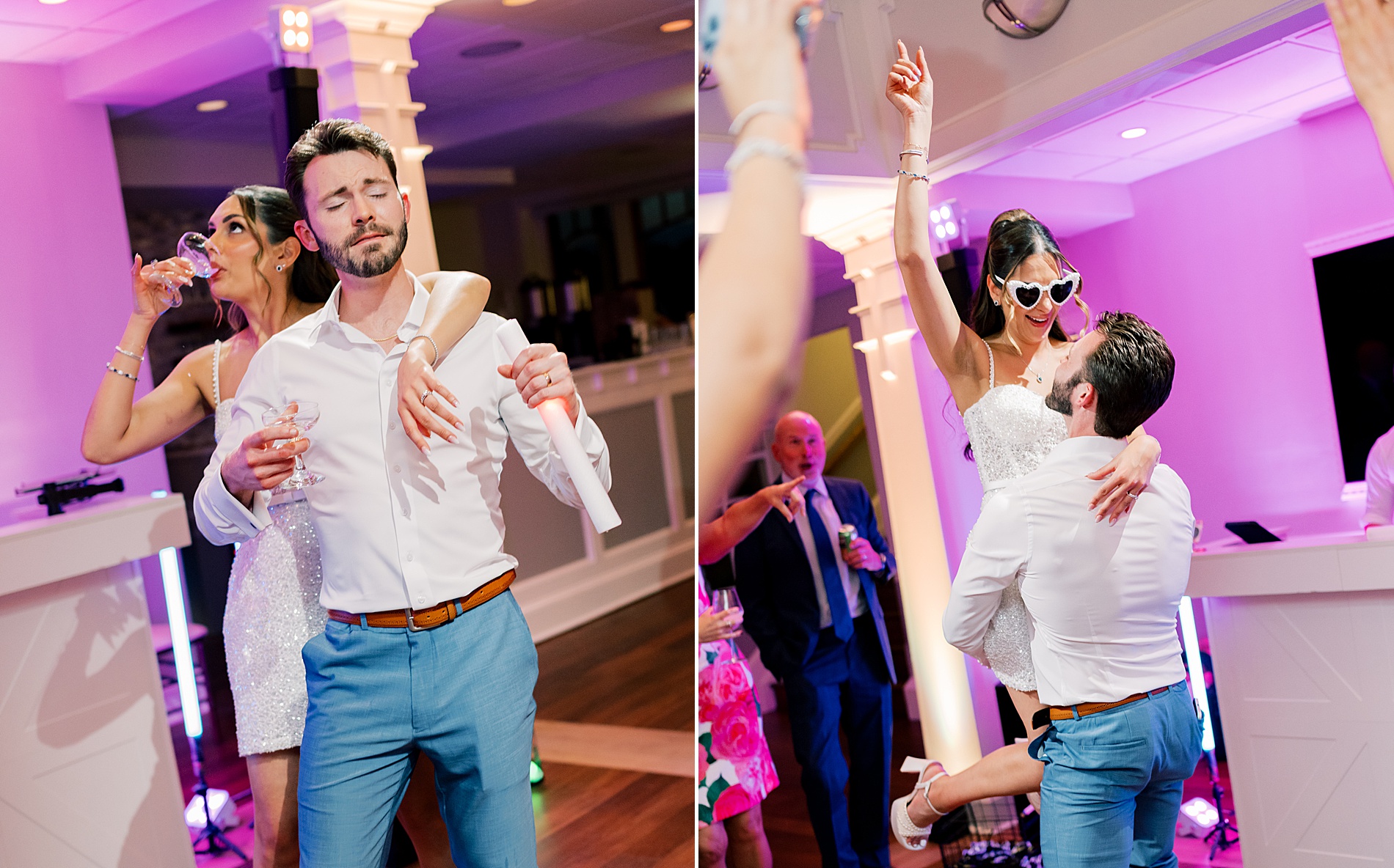 bride and groom dance together 