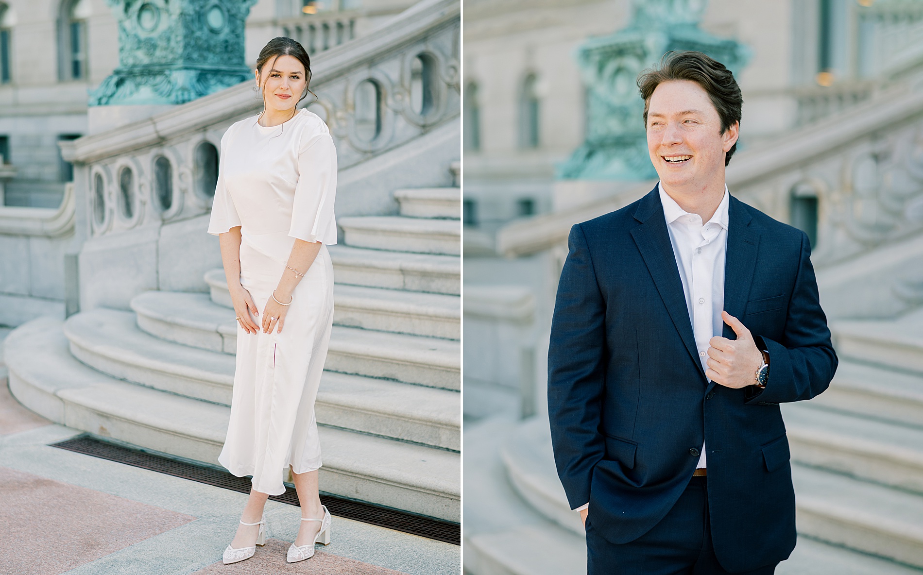 timeless engagement outfits for Capitol Hill engagement session 