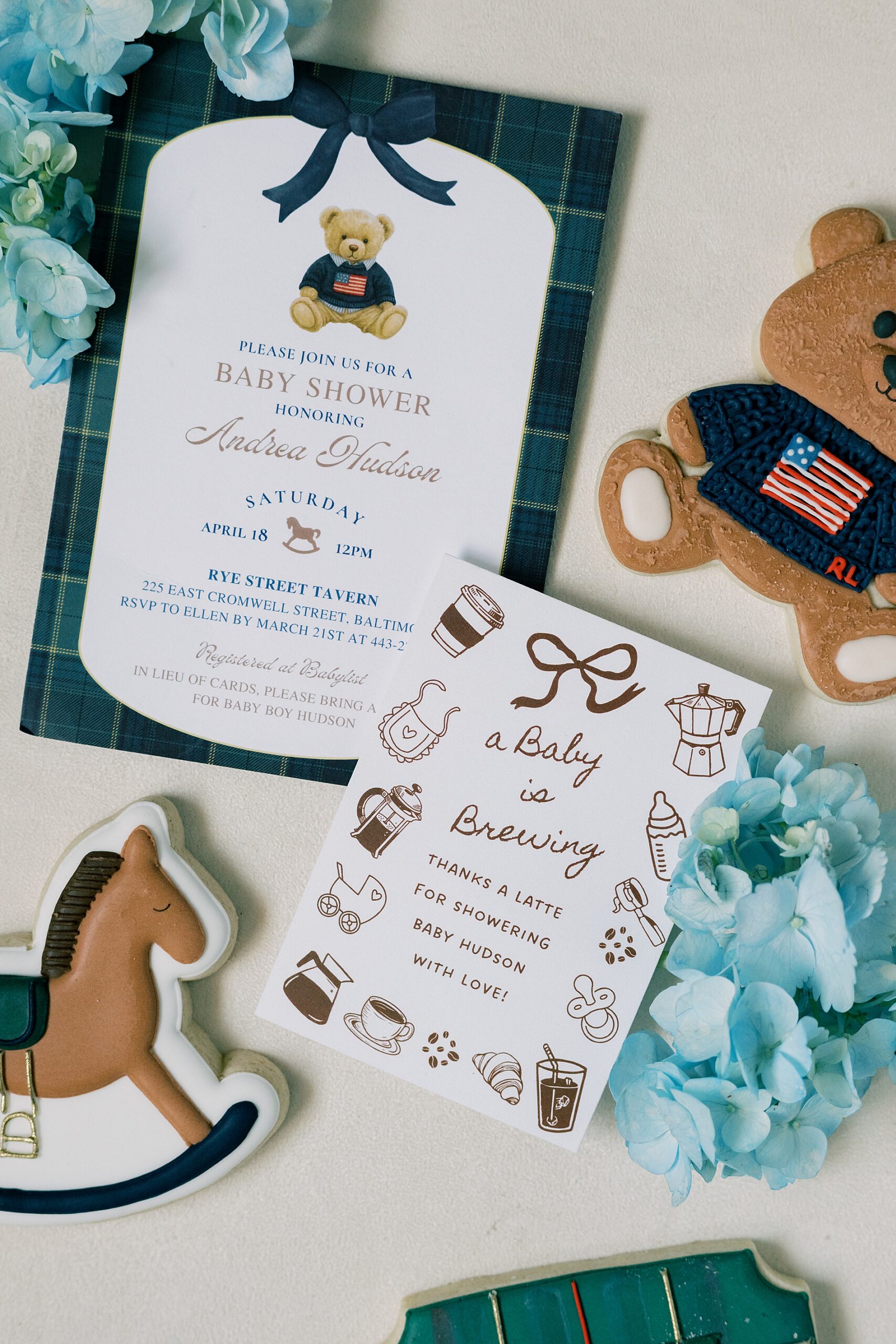 Baby boy shower invitation and details 