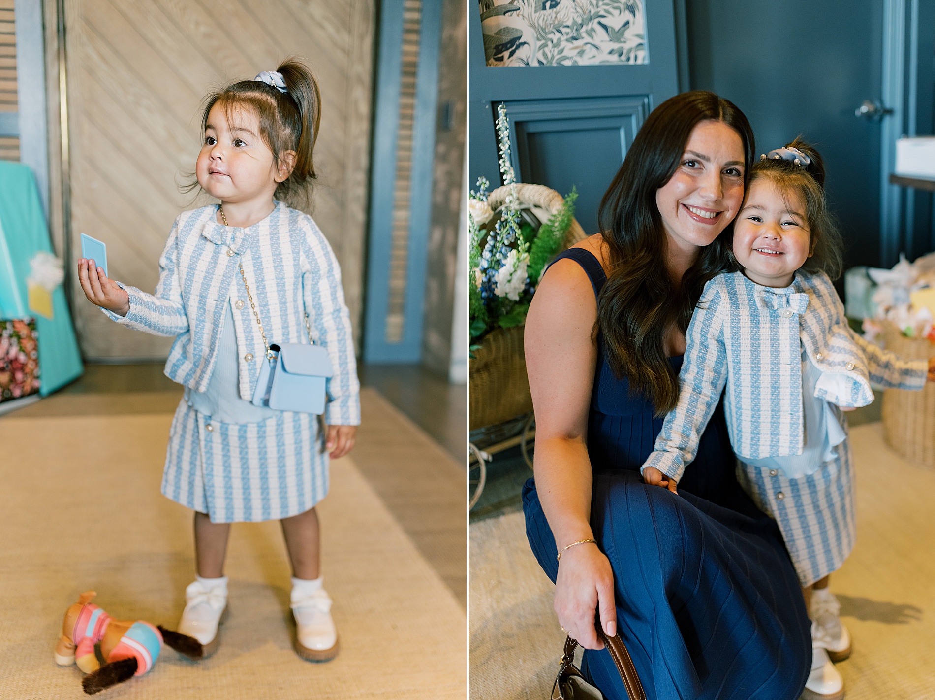 mom to be with little girl at her baby shower