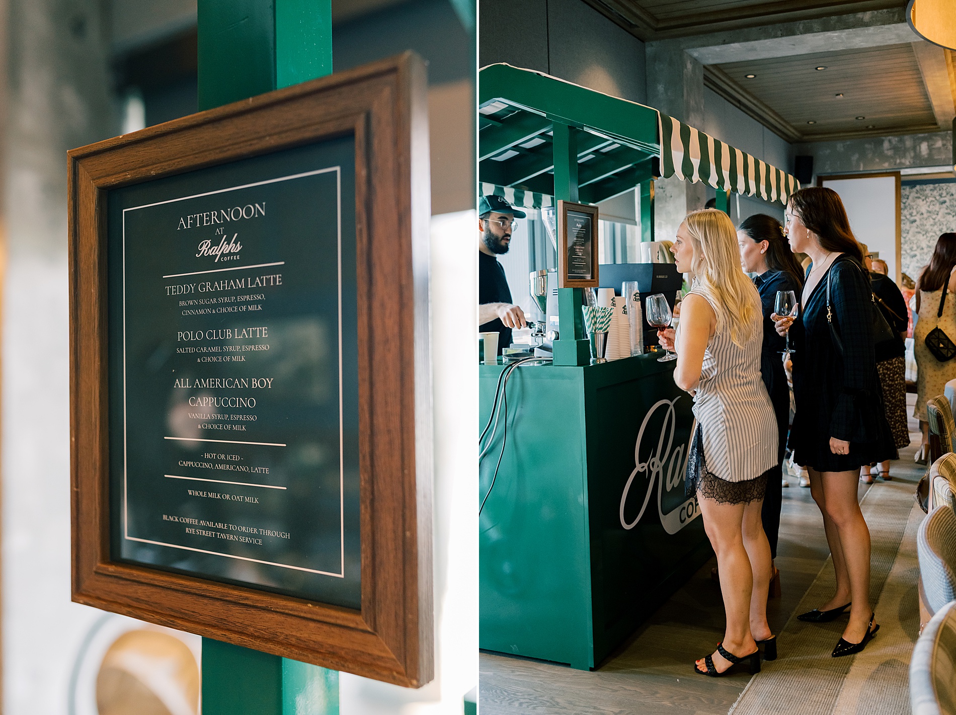 Ralph's coffee stand at chic baby shower at Rye Street Tavern