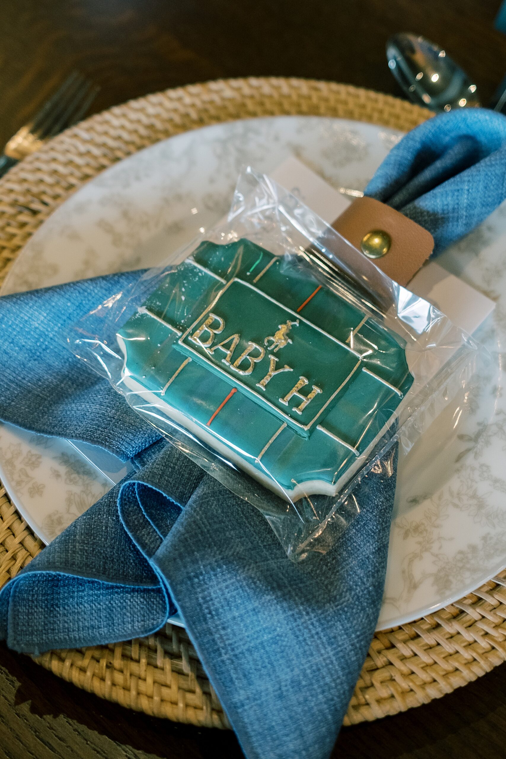 Custom sugar cookie favors at baby boy shower